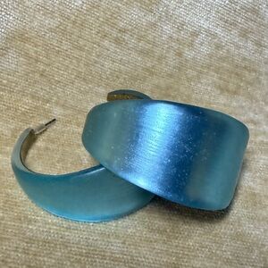 Alexis Bittar light Blue 2” Hoop Earrings